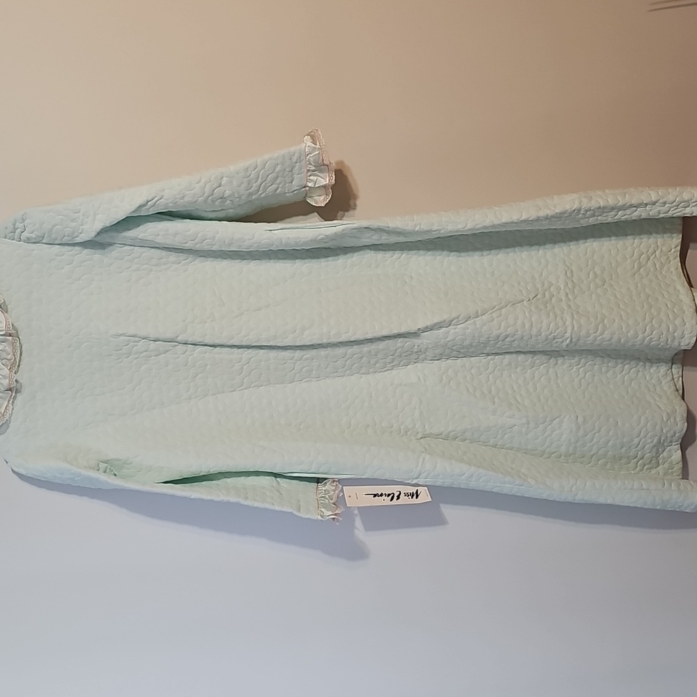 NWT Vintage Miss Elaine light aqua blue quilted house coat Size Medium - Picture 6 of 9